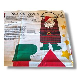 "Swingin' Santa Holder" Cut & Sew Springs Fabric Panel 60 x 34 Inches
